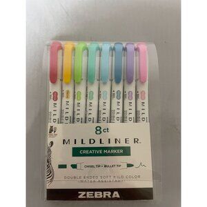 Zebra Mildliner Creative Marker 8 Ct Double Ended Assorted Colors Chisel Tip & B